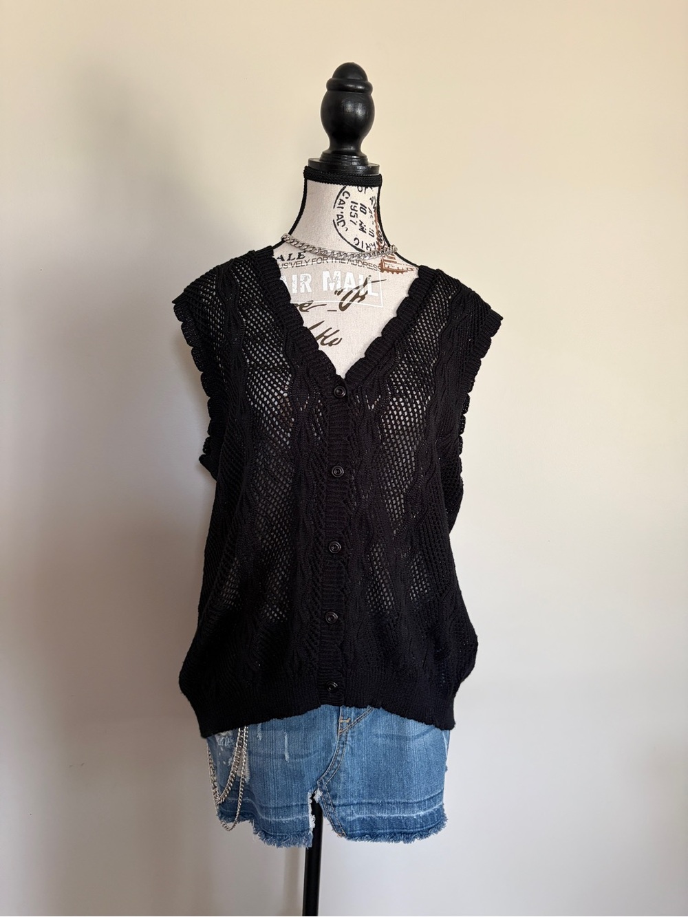 Vintage Knit Sleeveless Button Down Vest Grandpa Core Layering Top